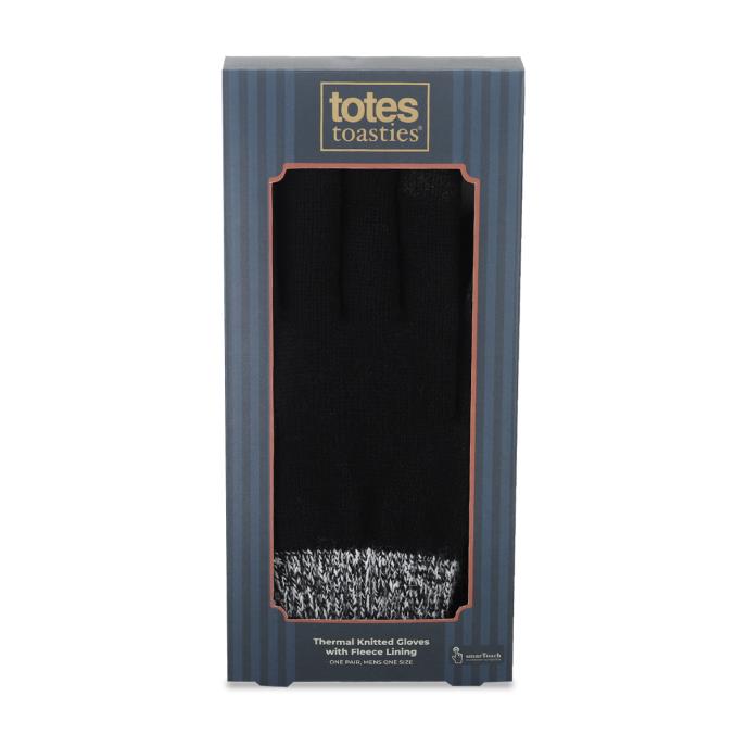 totes toasties® Mens Thermal Double Lined SmarTouch Gloves Black Extra Image 5